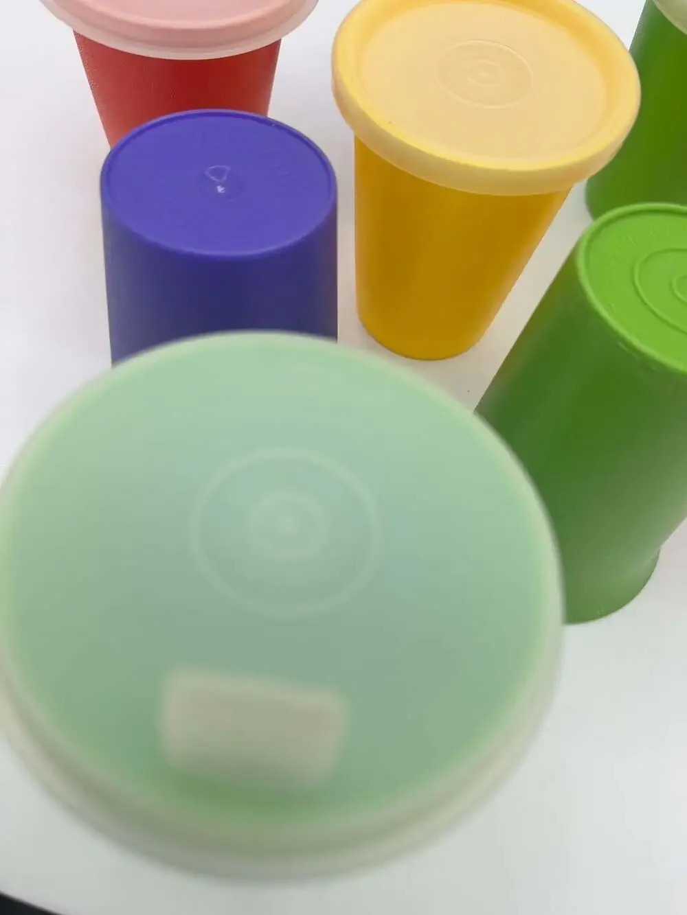 Vintage Tupperware Tumblers with Lids, Set of 6 Multi-Colored Sipper Cups